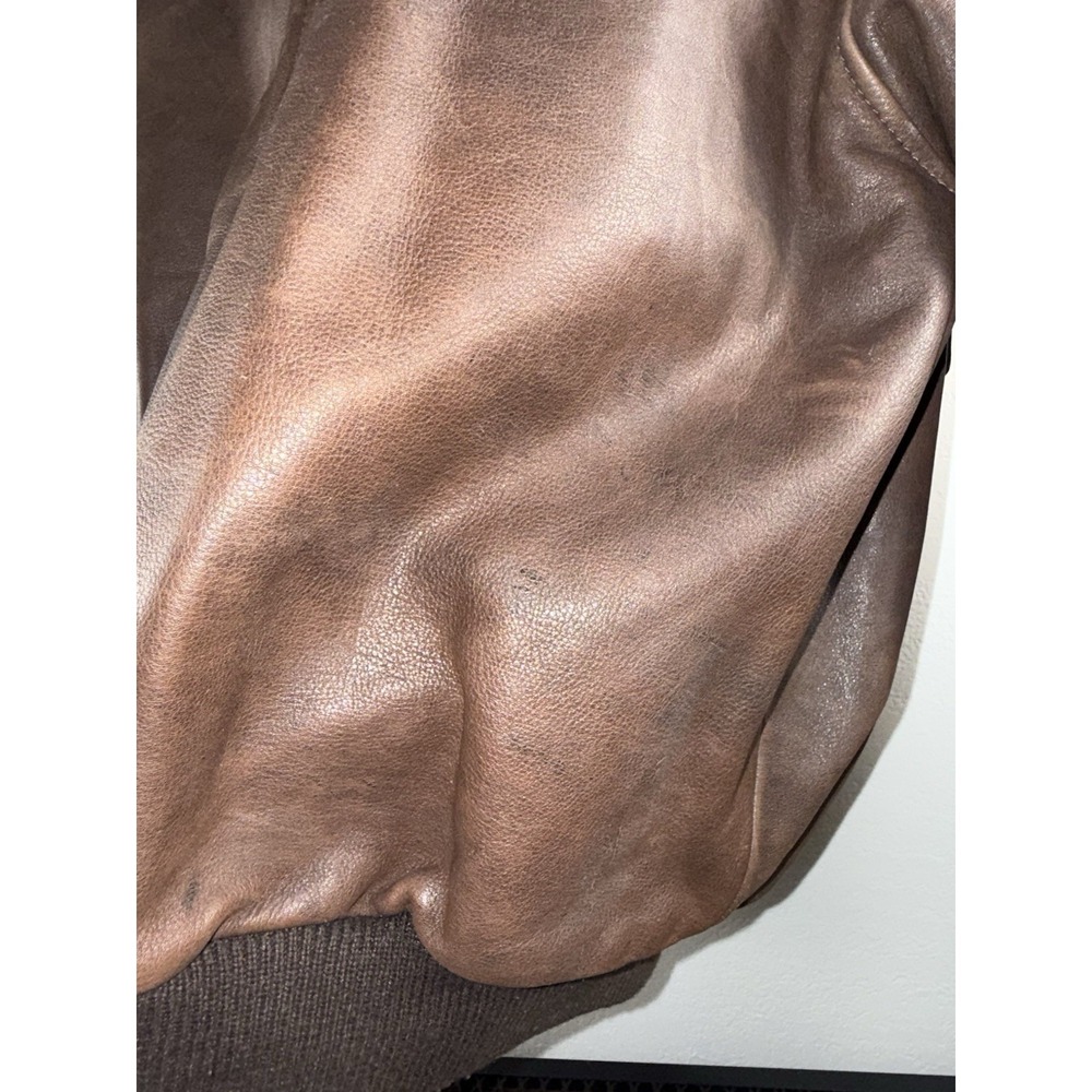 Vintage John Ashford Bomber Jacket XL Mens Brown Leather Lined Casual A2 Flight - Picture 4 of 11